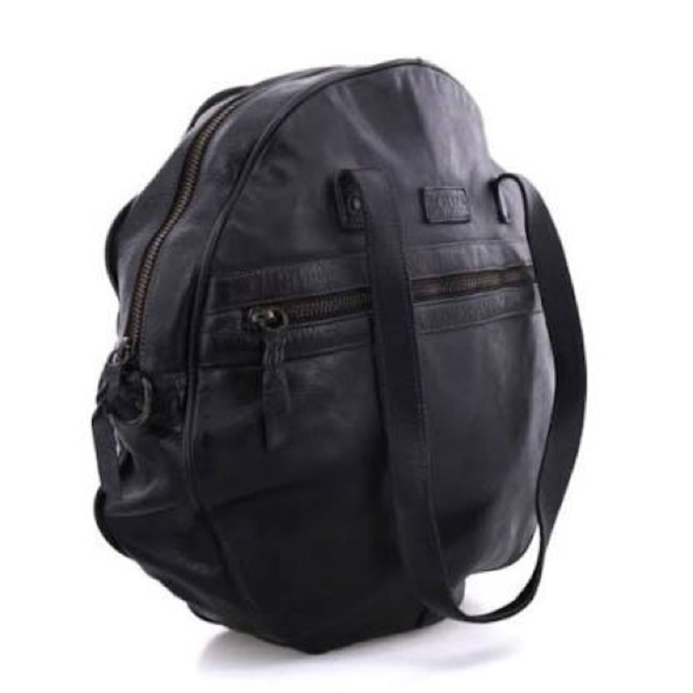 Women’s Bed Stu Saray Black Distressed Leather Round Bag